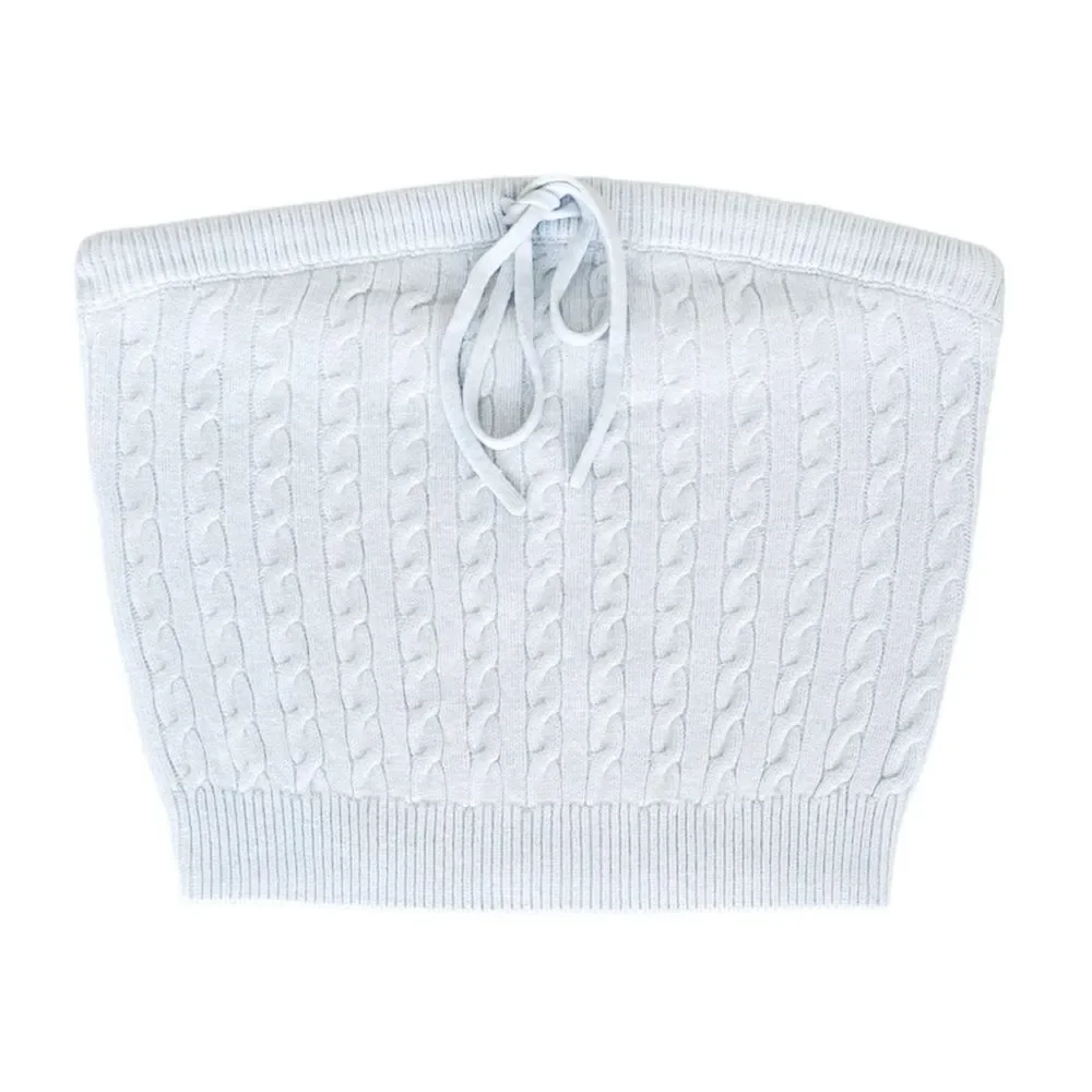 NWOT HELSA Taiki Cable Tube Top in Pale Blue